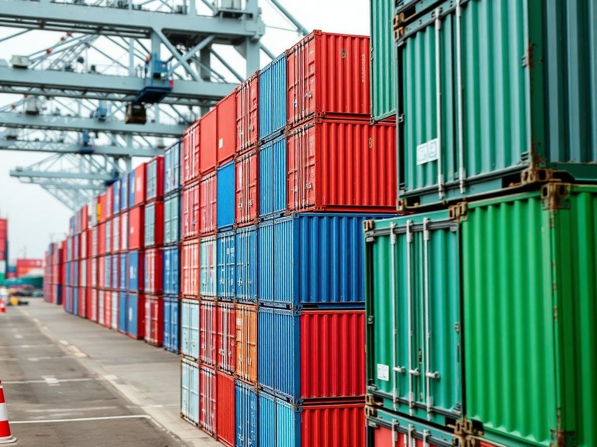 Stacked shipping containers